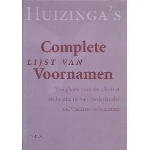 Afbeelding van Huizinga's complete lijst van voornamen