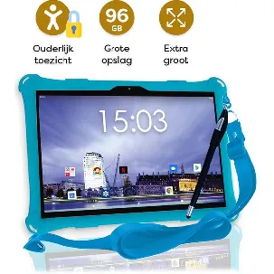 Afbeelding van AngelTech Kindertablet XL – 100%Kidsproof– Extra Groot – Ook Voor Volwassen Gebruik - 32 + 64GB – 10 Inch - Ouderlijk Toezicht – Fidgy Beschermhoes – Blauw of Roze