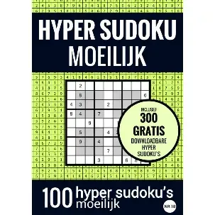 Afbeelding van Sudoku Moeilijk: HYPER SUDOKU - nr. 18 - Puzzelboek met 100 Moeilijke Puzzels voor Volwassenen en Ouderen