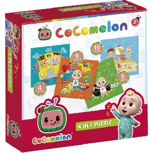 Afbeelding van CoComelon puzzel 4 in 1 educatief peuter speelgoed Bambolino Toys- kinderpuzzel 4x6x9x16 stukjes leren puzzelen - cadeautip puzzel 3 jaar en ouder