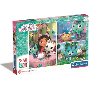 Afbeelding van Clementoni Kinderpuzzels - Gabby's Dollhouse 3 Puzzels van 48 Stukjes, Puzzel, 4+ jaar - 25289