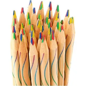Afbeelding van 10 stuks houten regenboog potloden - regenboogpotloden + Bruynzeel Schetsboek voor kinderen gratis !