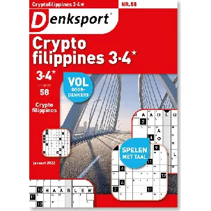 Afbeelding van Denksport Puzzelboek Cryptofillipines 3-4*, editie 58
