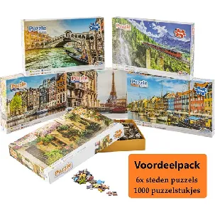 Afbeelding van Grafix Voordeelpack 6x Puzzel 1000 stukjes volwassenen | Verschillende steden puzzels | Afmeting 50 X 70 CM | Legpuzzel