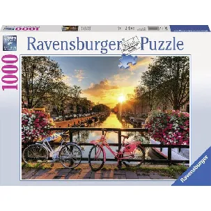 Afbeelding van Ravensburger puzzel Fietsen in Amsterdam - Legpuzzel - 1000 stukjes