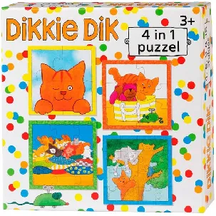 Afbeelding van Dikkie Dik puzzel 4 in 1 educatief peuter speelgoed Bambolino Toys- kinderpuzzel 4x6x9x16 stukjes leren puzzelen - cadeautip puzzel 3 jaar en ouder