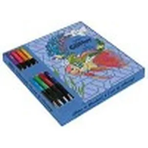 Afbeelding van Glitter kleurboek met markers cadeaubox Coral Reef