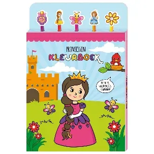 Afbeelding van Kleurboek met 5 potloden en gummen - Prinsessen
