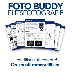 Afbeelding van Foto Buddy - Flitsfotografie - leer de mooiste foto's maken met de reportageflitser - stap voor stap uitleg