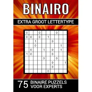 Afbeelding van Binairo - Extra Groot Lettertype - 75 Binaire Puzzels voor Experts