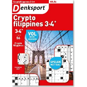 Afbeelding van Denksport Puzzelboek Cryptofillipines 3-4*, editie 56
