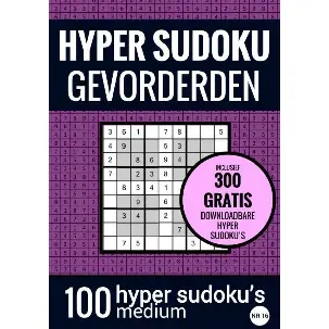 Afbeelding van Sudoku Medium: HYPER SUDOKU - nr. 16 - Puzzelboek met 100 Medium Puzzels voor Volwassenen en Ouderen