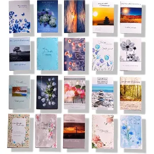 Afbeelding van Cards & Crafts 20 Luxe condoleance wenskaarten Oprechte Deelneming - 17x12cm - gevouwen kaart met envelop