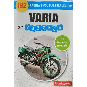 Afbeelding van Denksport puzzelboekjes | 192 Varia puzzels Puzzelboeken volwassenen Zweedse Woordzoeker Sudoku Kruiswoord Kruiswoordpuzzel 2* Extra dik: puzzels! groen scooter