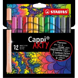 Afbeelding van STABILO Cappi - Viltstift - Nooit Meer Je Dop Kwijt Dankzij De Dopring - ARTY Etui Met 12 Kleuren + 1 Dopring