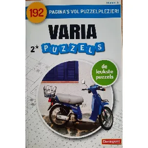 Afbeelding van Denksport Varia 2 sterren puzzelboek - 192 pagina's vol met puzzels woordzoekers kruiswoord zweedse doorlopers blauwe scooter
