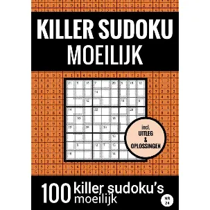 Afbeelding van SUDOKU KILLER - Moeilijk - Puzzelboek met 100 Moeilijke Puzzels voor Volwassenen en Ouderen