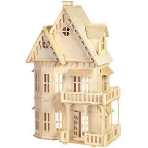 Afbeelding van Miniatuur Bouwpakket Poppenhuis Gotisch Huis van hout- klein 1:36 in luxe verpakking