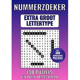 Afbeelding van Nummerzoeker Extra Groot Lettertype - 100 Puzzels - Eén Puzzel per A4-Pagina