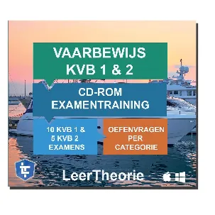 Afbeelding van Vaarbewijs 1 en 2 – CD-ROM Pleziervaartbewijs Examentraining – 10 examens KVB 1 + 5 examens KVB 2 - Ontworpen voor het CBR KVB 1 en 2 Examen