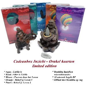 Afbeelding van ACTIE Colorbox 5x verschillende Inzichtkaarten Limited Edition - Orakelkaarten - inspiratiekaarten - A. de Laar - Boeddha BF Wierookbrander en Boeddha olifant