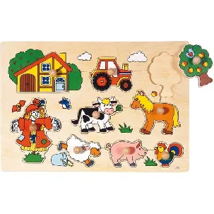 Afbeelding van Goki 9-delige houten puzzel boerderij