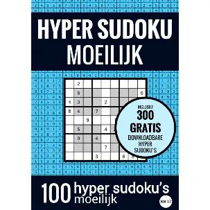 Afbeelding van HYPER SUDOKU - Sudoku Moeilijk - nr. 17 - Puzzelboek met 100 Moeilijke Puzzels voor Volwassenen en Ouderen